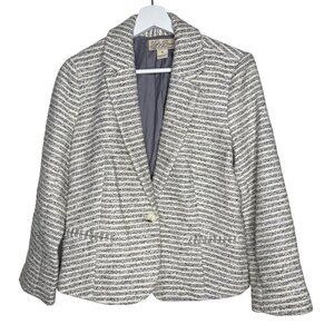 Lucky Brand Gray White Striped Knit Blazer Size M